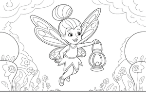 Fairy with Lantern – Whimsical Fairy coloring page