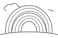 One big rainbow arch, simple empty bands, close up – Rainbow Sky coloring page