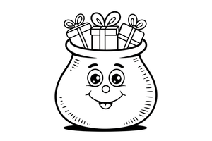 Snowflake sack of gifts – Christmas Winter Treats coloring page
