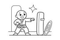 A martial artist punching a training pad – Martial arts Fighters coloring page