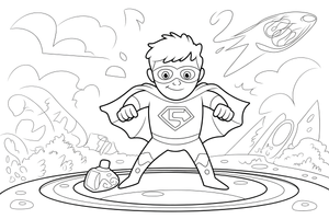 Martian dad's superhero – Martian Outdoor Fun coloring page