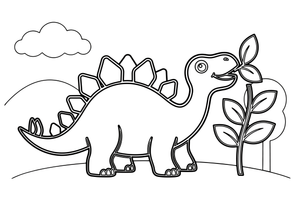 Stegosaurus munching on tall leaves – Stegosaurus Dinosaur Playtime coloring page