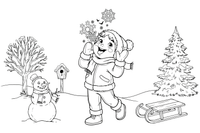 A child catching snowflakes on their tongue – Delicate Snowflake Sky coloring page