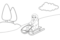 A child sledding down a snowy hill – Winter Sports Adventure coloring page