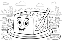 A block of butter with a knife – Creamy Dairy Delights coloring page