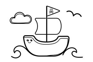 A pirate ship sailing on the waves – Adventurous Pirate coloring page
