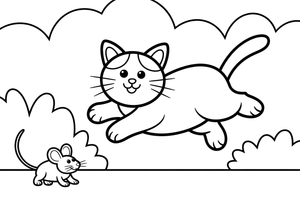 Ragdoll Cat leaping after the mouse – Ragdoll Cat at Play coloring page