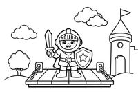 Knight crossing a drawbridge – Knight Knight Campaign coloring page
