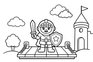 Knight crossing a drawbridge – Knight Knight Campaign coloring page