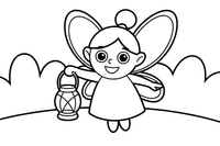 Fairy with Lantern – Whimsical Fairy coloring page