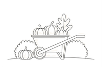 A wheelbarrow full of pumpkins – Classic Garden Tools coloring page