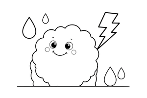 A fluffy round cloud – Stormy Sky & Weather coloring page
