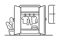 A wardrobe with the doors open and clothes inside – Around the House Object coloring page