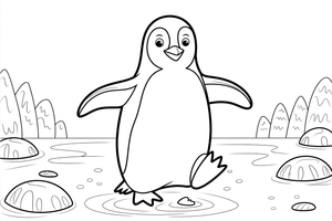 Penguin Snowy Frolic – Snowy Penguin coloring page