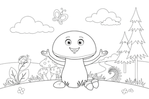 A slippery jack / suede bolete with a rounded cap – Mushrooms coloring page