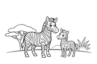 A mama zebra with her foal – Galloping Zebra Wild coloring page