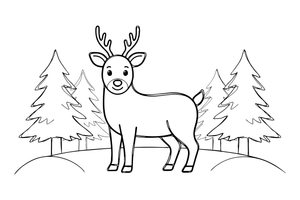 A deer in a snowy forest – Playful Deer in Wild coloring page