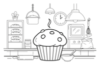 A muffin with a rounded top, close up – Classic Bakery & Bread coloring page