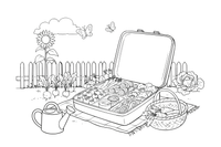 A lunchbox packed with cut vegetables and dip – Vegetables Coloring Pages Fresh Set coloring page