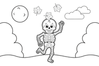 Halloween skeleton dance – Halloween Autumn Creatures coloring page