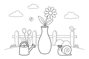 A single flower in a tall thin vase – Spring Bouquet Flower coloring page
