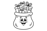 Christmas Tree sack of gifts – Christmas Winter Decorations coloring page