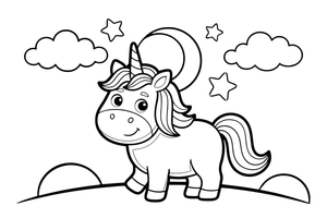 Unicorn Moon – Enchanted Unicorn Magic coloring page