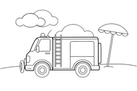 A lifeguard's rescue truck at the beach – Emergency Emergency Vehicles coloring page