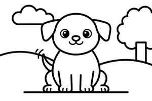 Puppy wagging its tail – Cozy Puppy Dog coloring page