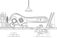 A wrench (spanner), close up – Builder's Tools coloring page
