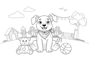 Puppy wagging its tail – Cozy Puppy Dog coloring page