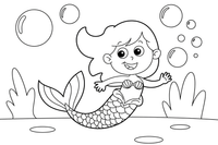 Mermaid chasing a trail of bubbles – Mermaid Magical Moments coloring page