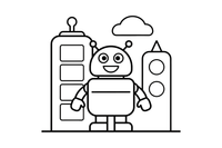 A robot in a futuristic city – Dynamic Robot Robot coloring page