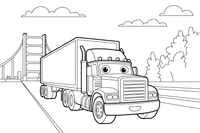 Truck crossing a bridge – Truck City Haulers coloring page