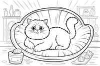 Persian Cat lounging comfortably – Persian Cat Mischievous Antics coloring page