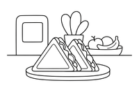 A triangle sandwich cut in half – Yummy Meals coloring page