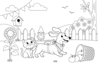 Dachshund and a kitten – Busy Dachshund Dog coloring page