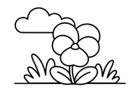 One big wild pansy with rounded petals – Wildflowers coloring page