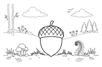 One big acorn with its cap – Lithuanian Nature Plants coloring page