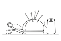 A pincushion with several pins and needles stuck in it – Sewing & crafts Object coloring page