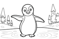 Penguin Snowy Dance – Snowy Penguin coloring page