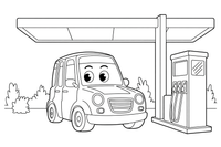 Car gas station – Car City Driving Scenes coloring page