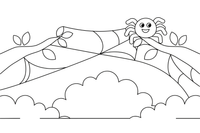 A spider web between two branches with a smiling spider in the corner – Insects & Bugs Insect coloring page