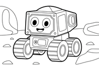 Space Rover on Red Rocks – Space Rover Trails coloring page
