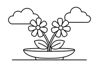 Two flowers crossed in a low round dish – Spring Bouquet Flower coloring page