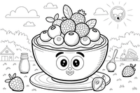 A bowl of yogurt topped with berries – Creamy Dairy Delights coloring page