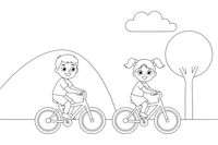 Two children racing on their bikes – All Sports coloring page