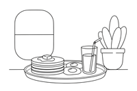A breakfast tray with pancakes, eggs and juice – Classic Breakfast coloring page