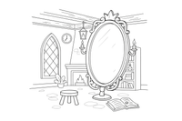 One big oval mirror up close, empty inside – Snow White Story coloring page