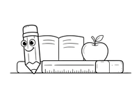 A pencil, a ruler and an eraser – School coloring page